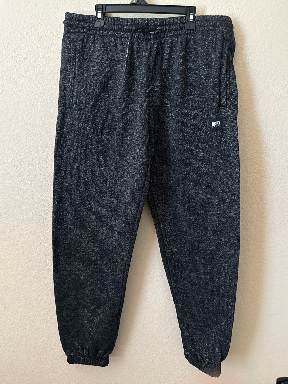 DKNY Sport Men's Gray Heathered Jogger Pants Drawstring Elastic Waist Size M